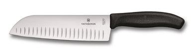 Victorinox Santoku Knife Fluted Wide Blade 17cm - Black - ZOES Kitchen