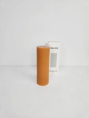 Gabel & Teller Ribbed Column Pillar Candle 15x5cm - Almond - ZOES Kitchen