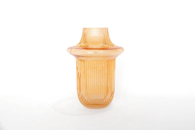 Gabel & Teller Glass Ribbed Vase 22cm - Amber - ZOES Kitchen