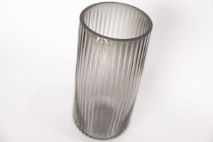 Gabel & Teller Glass Ribbed Vase 25x12cm - Smoke Grey - ZOES Kitchen