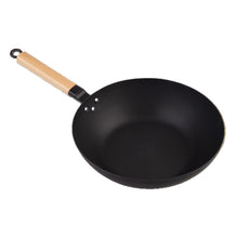 Load image into Gallery viewer, Dline Black Carbon Steel Pre-Seasoned Stir Fry Pan with Beechwood Handle - 30cm