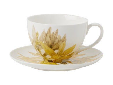 Maxwell & Williams Royal Botanic Gardens Australian Orchids Cup & Saucer 240ML Yellow Gift Boxed - ZOES Kitchen