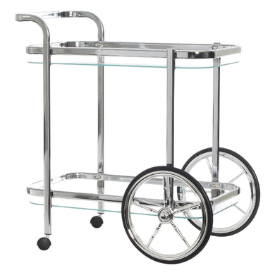 Swing Smith Bar Cart Trolley Rect- Chrome /Clear Glass - ZOES Kitchen