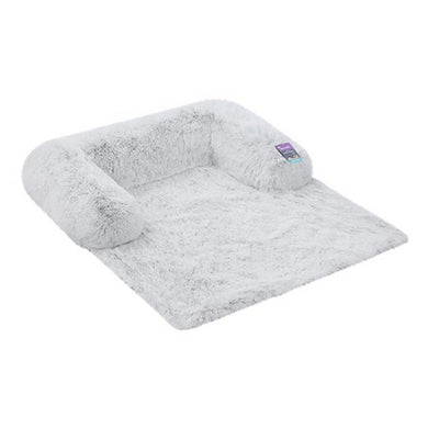Paws & Claws Calming Plush Lounger 102x89x16cm - Silver - ZOES Kitchen