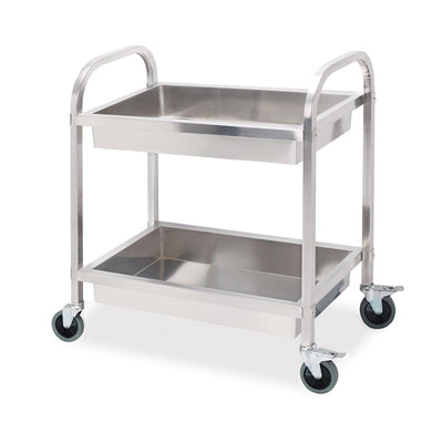 SOGA 2 Tier Stainless Steel Kitchen Trolley Bowl Collect Service Food Cart 85x45x90cm Medium - ZOES Kitchen