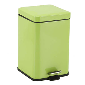 SOGA Foot Pedal Stainless Steel Rubbish Recycling Garbage Waste Trash Bin Square 6L Green - ZOES Kitchen