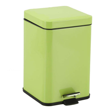 SOGA Foot Pedal Stainless Steel Rubbish Recycling Garbage Waste Trash Bin Square 12L Green - ZOES Kitchen