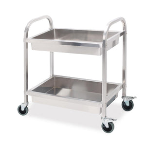 SOGA 2 Tier Stainless Steel Kitchen Trolley Bowl Collect Service Food Cart 75×40×83cm Small - ZOES Kitchen