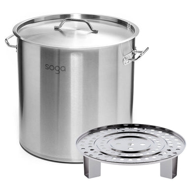 SOGA 21L Stainless Steel Stock Pot with One Steamer Rack Insert Stockpot Tray - ZOES Kitchen