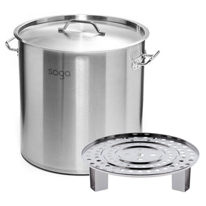 SOGA 21L Stainless Steel Stock Pot with One Steamer Rack Insert Stockpot Tray - ZOES Kitchen