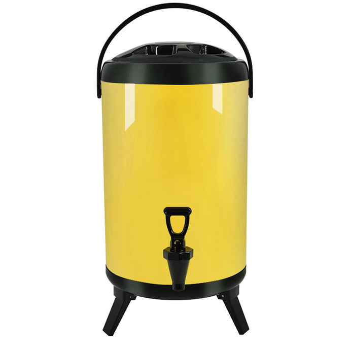 SOGA 16L Stainless Steel Insulated Milk Tea Barrel Hot and Cold Beverage Dispenser Container with Faucet Yellow - ZOES Kitchen