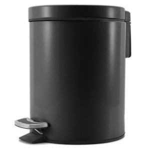SOGA Foot Pedal Stainless Steel Rubbish Recycling Garbage Waste Trash Bin Round 12L Black - ZOES Kitchen