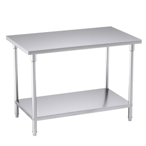 SOGA 2-Tier Commercial Catering Kitchen Stainless Steel Prep Work Bench Table 120*70*85cm - ZOES Kitchen