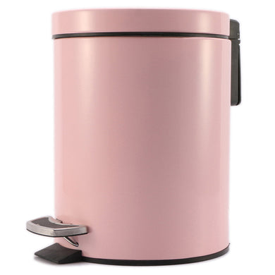 SOGA 12L Modern Foot Pedal Trash Bin Waste Kitchen Bathroom Stainless Steel Round Pink - ZOES Kitchen