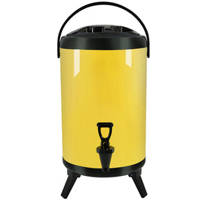 SOGA 10L Stainless Steel Insulated Milk Tea Barrel Hot and Cold Beverage Dispenser Container with Faucet Yellow - ZOES Kitchen