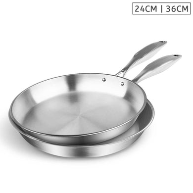 SOGA Stainless Steel Fry Pan 24cm 36cm Frying Pan Top Grade Induction Cooking - ZOES Kitchen