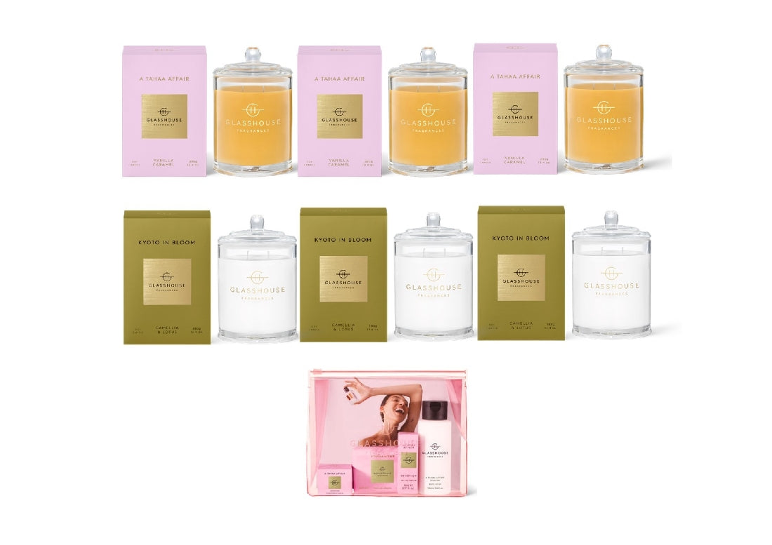 Glasshouse Fragrance A Tahaa Affair X 3 & Kyoto In Bloom X 3 380g
