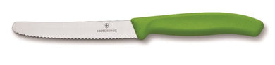 Victorinox Tomatoe & Sausage Knife Round Tip - Wavy Edge - Green 11cm - ZOES Kitchen