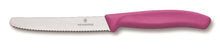 Load image into Gallery viewer, Victorinox Tomatoe &amp; Sausage Knife Round Tip - Wavy Edge - Pink 11cm - ZOES Kitchen