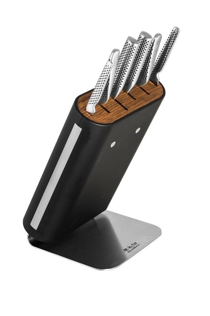 Global Hiro Knife Block Set 7pc Black ZOES Kitchen