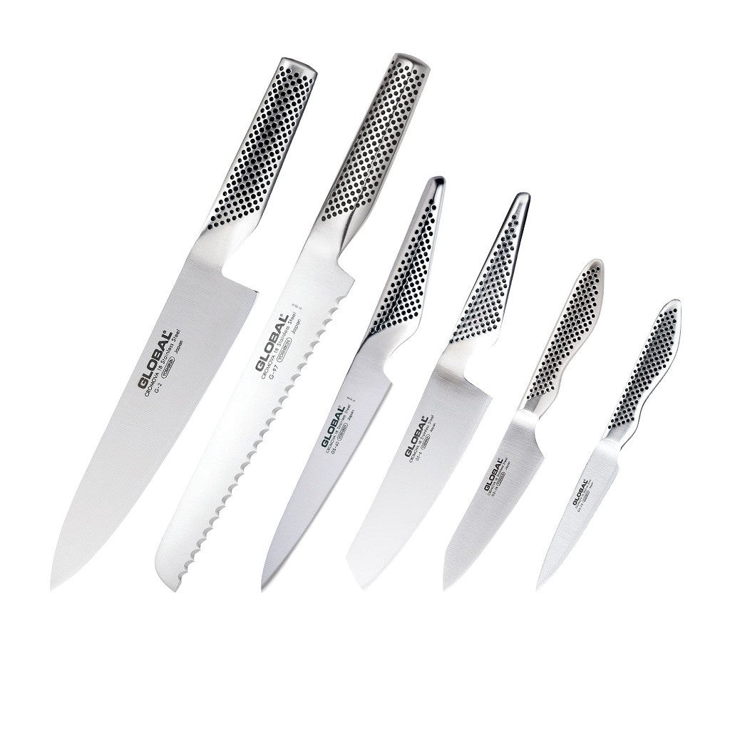 Global Kyoto Knife Block Set 7pc Stained Ash ZOES Kitchen