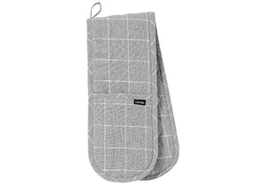 Ladelle Eco Check Grey Double Oven Mitt - ZOES Kitchen