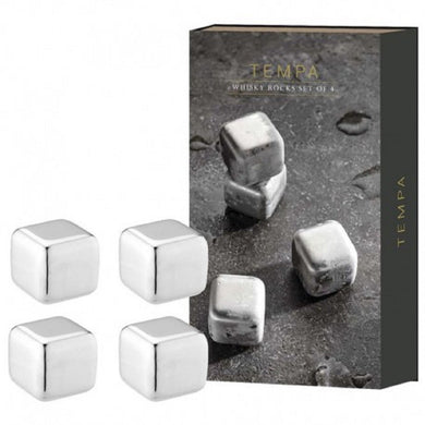 Tempa Quin Whiskey Rocks 4pk - Square Stainless Steel - ZOES Kitchen
