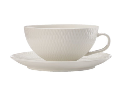 Maxwell & Williams White Basics Diamonds Tea Cup & Saucer Low 250ml - ZOES Kitchen