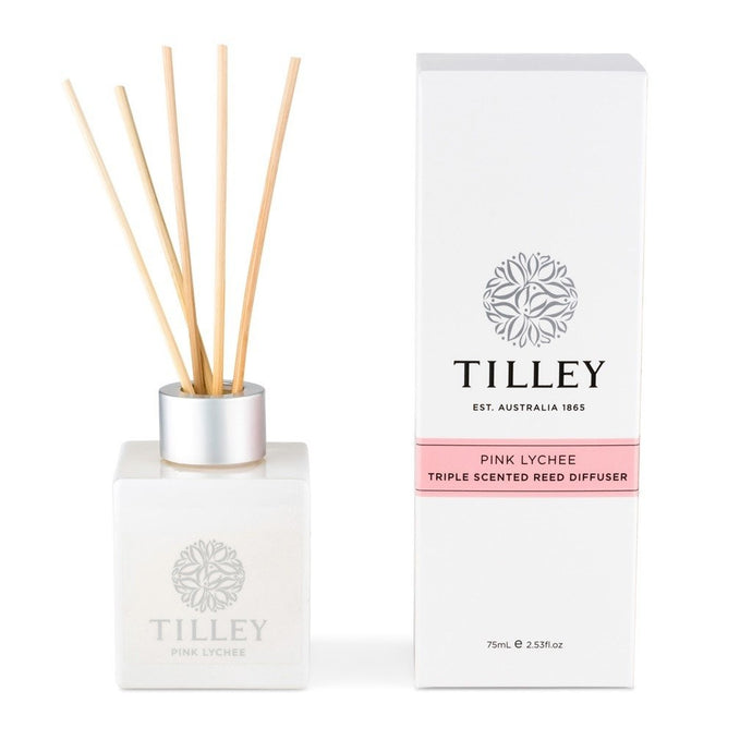 Tilley Classic White - Reed Diffuser 75ml - Pink Lychee - ZOES Kitchen