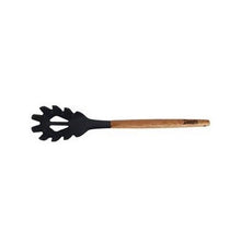 Load image into Gallery viewer, Classica St Clare Utensils - Acacia Handle with Black Silicone - Spaghetti Spoon - ZOES Kitchen
