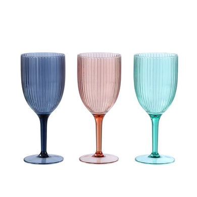 Palm Deco Wine Goblet 400ml - Blue, Green Or Sand - ZOES Kitchen