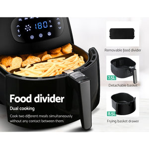 Devanti Air Fryer 8.5L LCD Digital Oil Free Deep Frying Cooker Accessories Rack - ZOES Kitchen