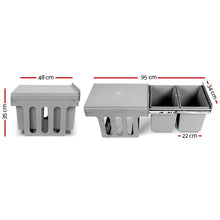 Load image into Gallery viewer, Cefito 2x15L Pull Out Bin - Grey - ZOES Kitchen