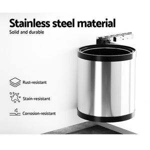 Cefito Kitchen Swing Out Pull Out Bin Stainless Steel Garbage Rubbish Can 12L - ZOES Kitchen