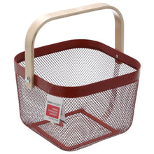 Load image into Gallery viewer, Box Sweden Mesh Storage Basket 25x25x17cm W/Wooden Handle - Red