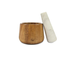 Load image into Gallery viewer, Gabel &amp; Teller Acacia Wood Mortar and Marble Pestle