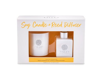 Tilley Classic White - Gift Set Diff & Candle - Tahitian Frangipani - ZOES Kitchen
