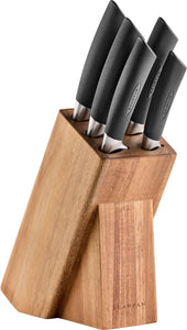 Scanpan Sax Acacia Knife Block Set W/Sharpening 6 Piece - ZOES Kitchen