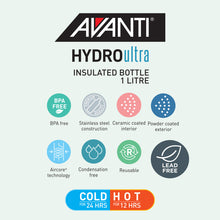 Load image into Gallery viewer, Avanti HydroUltra Insulated Water Bottle with Strap 1L - Sand