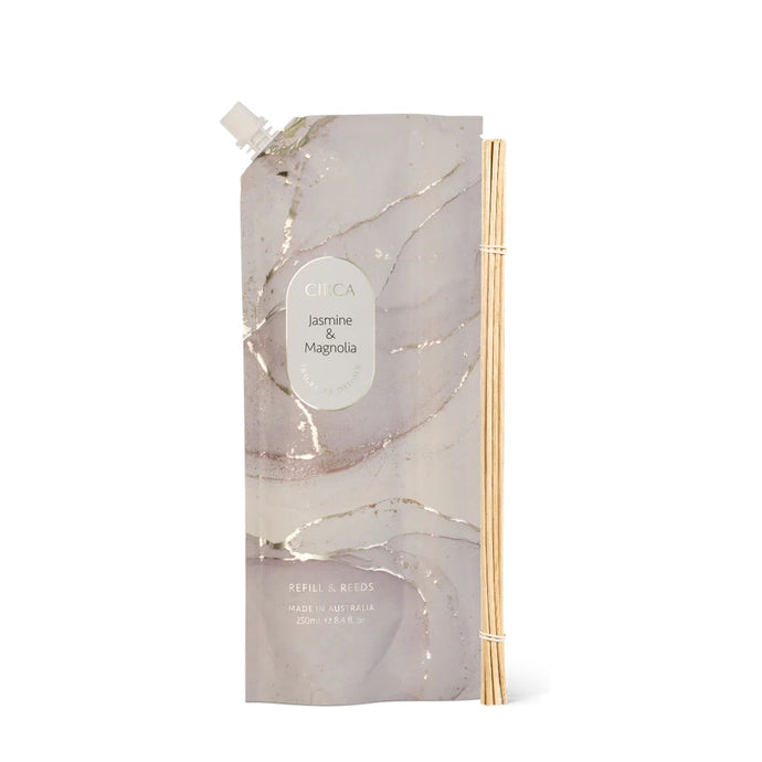 Circa Fragrance Diffuser Refill Pouch & Reeds 250mL - Jasmine & Magnolia