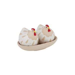 Coast to Coast Charlie Chook 2 Piece Ceramic Salt & Pepper Set 10x6x6cm - Ivory