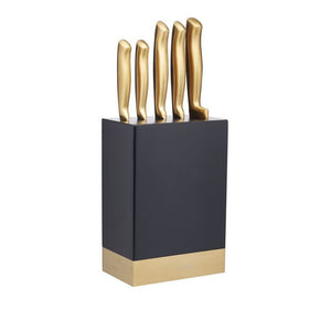 MasterCraft Stainless Steel/Brass Finish Knife Block - 5 Piece (18+ PROOF OF AGE REQUIRED)