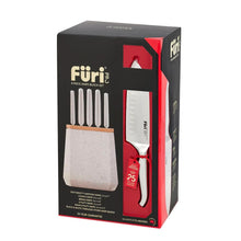 Load image into Gallery viewer, Furi Stone Black and White Terazzo Knife Block Set - 6 Piece (18+ PROOF OF AGE REQUIRED)