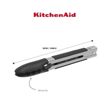 Load image into Gallery viewer, KitchenAid Silicone Tipped Side Locking Tongs - Onyx Black - 30cm