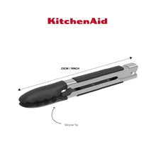 Load image into Gallery viewer, KitchenAid Silicone Tipped Side Locking Tongs - Onyx Black - 23cm