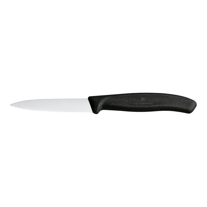 Victorinox Paring Knife Pointed Tip Wavy 8cm - Black - ZOES Kitchen