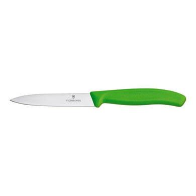 Victorinox Paring Knife Pointed Tip Straight 10cm - Green - ZOES Kitchen