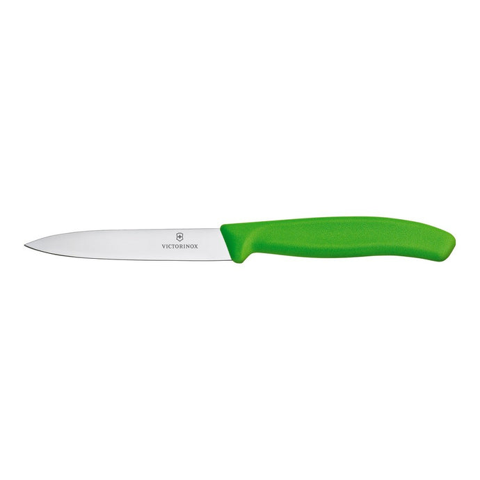 Victorinox Paring Knife Pointed Tip Straight 10cm - Green - ZOES Kitchen