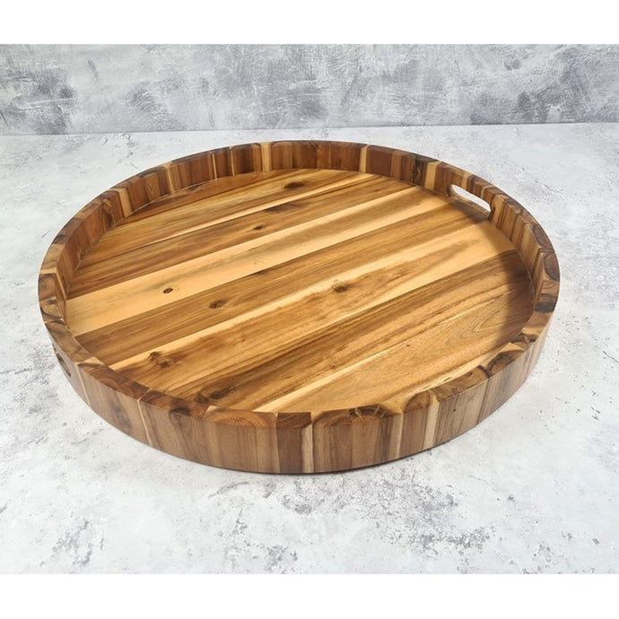 Gabel & Teller Round Acacia Grazing / Serving Tray with Handles - 45cm - ZOES Kitchen