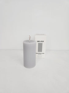 Gabel & Teller Ribbed Column Pillar Candle 10x5cm - Lunar Grey - ZOES Kitchen